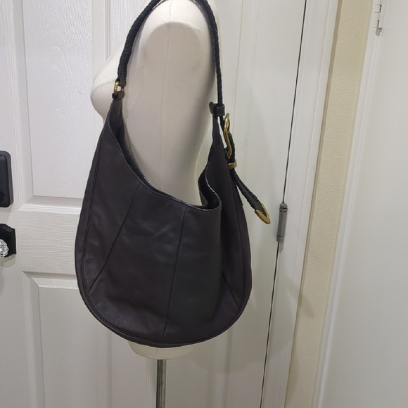 NWOT. Gorgeous Frye Leather Dark Charcoal/Brown Leather Hobo Bag. - Picture 7 of 7